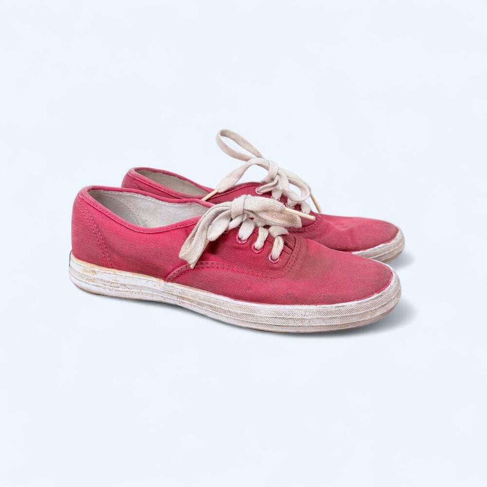 Faded Coral Pink Red Keds Canvas Low Top Classic Twee Tennies Vintage